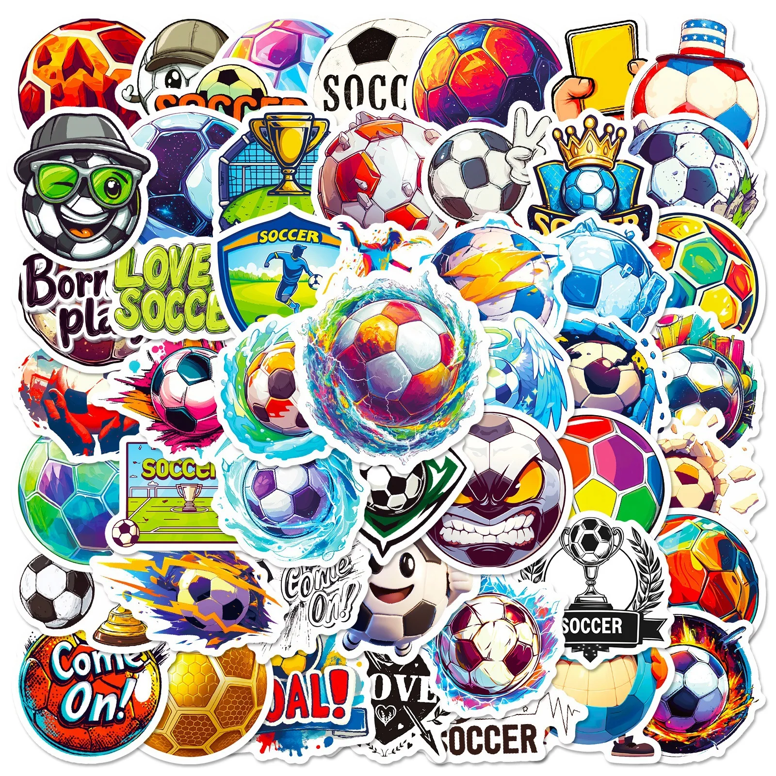 50pcs Soccer football Sports Graffiti Stickers, Aesthetics Sticker Water Bottle,Skateboard, Party Supply Bicycle Outdoor Sport