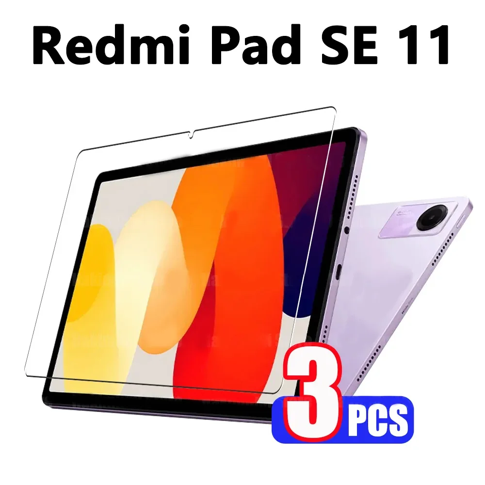 (3 упаковки) Закаленное стекло для Xiaomi Redmi Pad SE 11 2023 полное покрытие Защитная пленка для экрана планшета