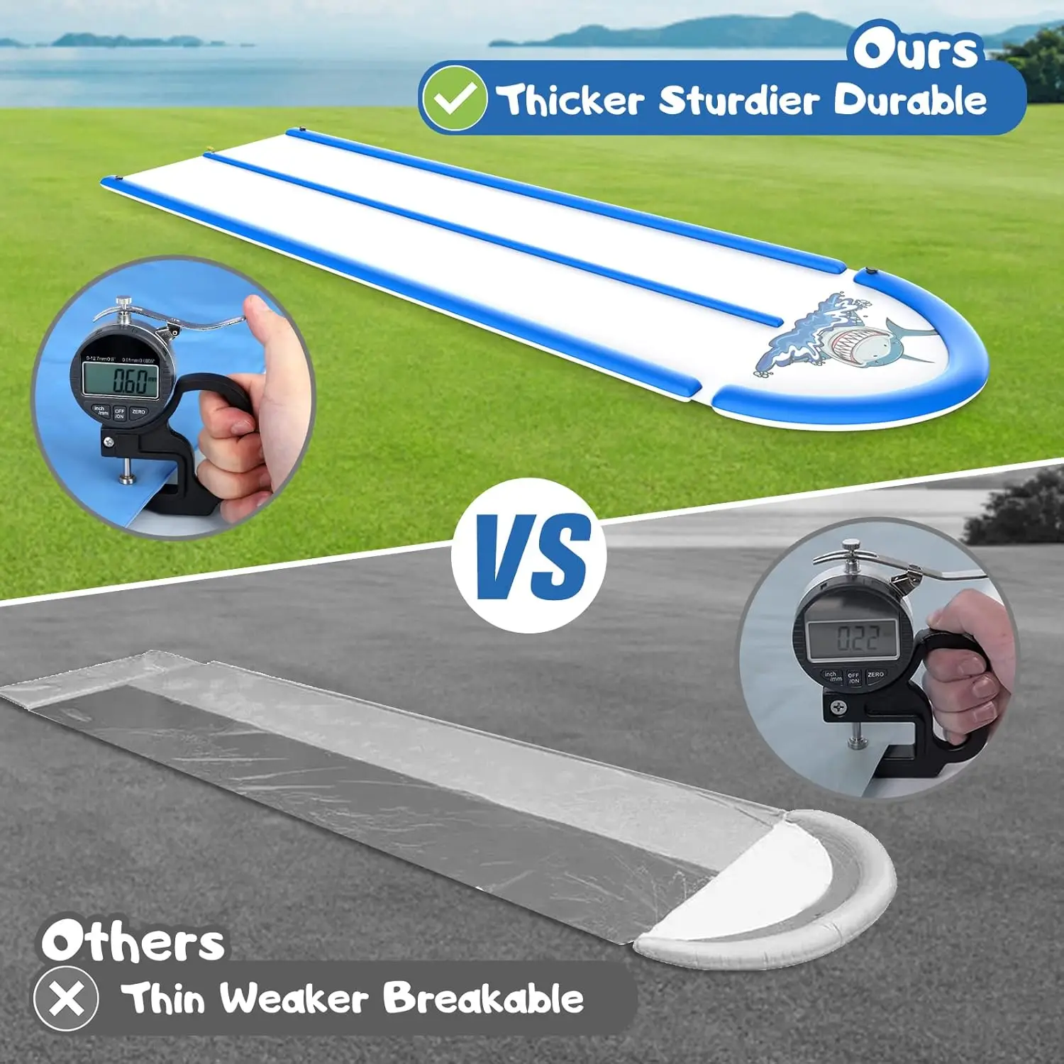 สไลด์และสไลเดอร์สนามหญ้าสไลเดอร์น้ำ2บอดี้บอร์ด20FT ลื่นและสไลด์หนักสองเลนสำหรับเด็กสนามหลังบ้านเล่นเกมพร้อมสปริงเกิล