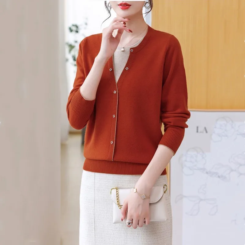 เสื้อสเวตเตอร์แบบสวมหัวสำหรับผู้หญิง2ชิ้นให้ความอบอุ่น Baju atasan rajut แฟชั่นใหม่2023ฤดูใบไม้ร่วงฤดูใบไม้ผลิ