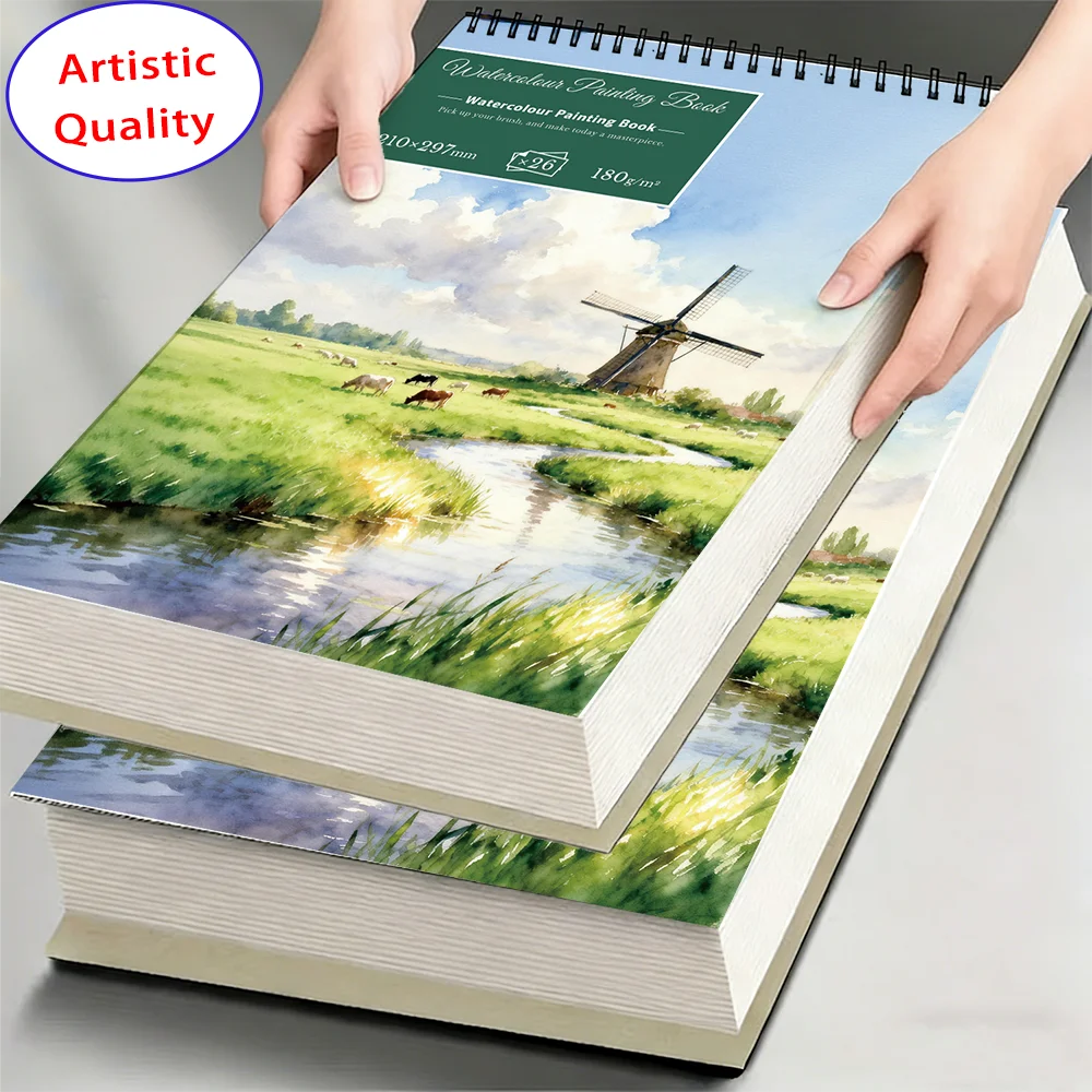 180GSM Plain Watercolor Sketchbook A4/A5, 26 Sheets Unprinted Art Paper Pad for Students Artists, Ideal for Hand Drawing, Sketch