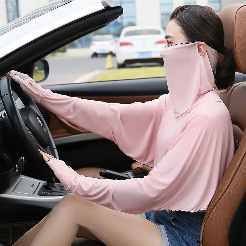 Panamanian Women\'s Sunscreen Mask, Mask, Cardigan All-In-One Suit, UV Resistant Cycling Sunscreen Suit, Shawl, Ice Thin Style Y2