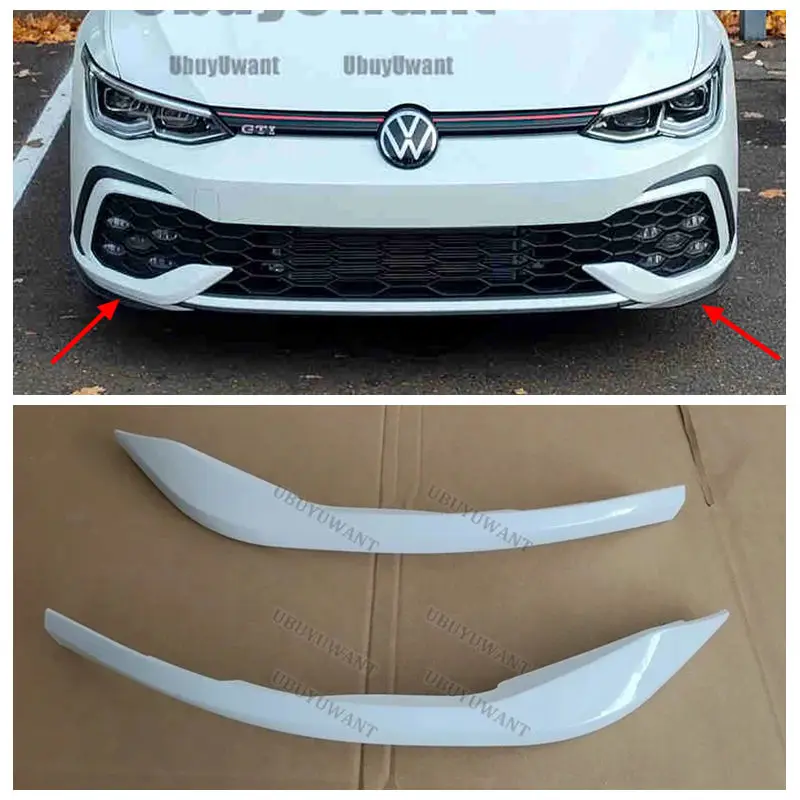 Für VW Golf 8 MK8 GTI R-Line 2020-2024 Auto Front Stoßstange Seite Splitter Spoiler Trim Nebel licht Canard Body Kits Glanz Schwarz Tuning