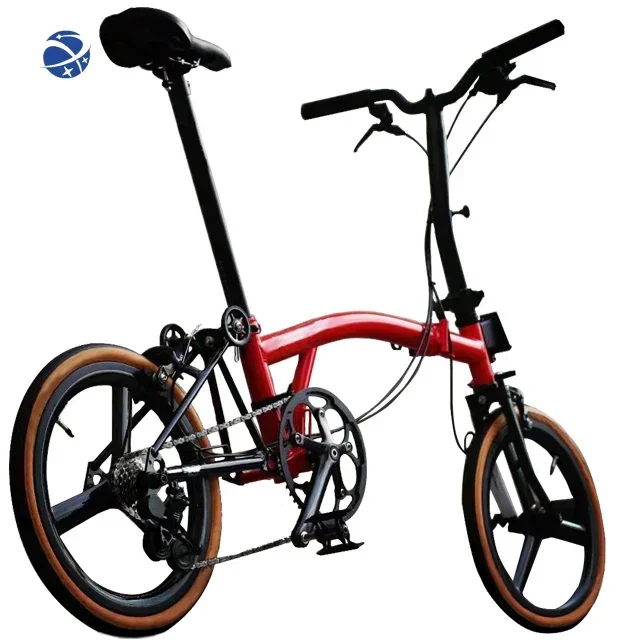 Yunyi 16 inch3 5 7 9 Speed triple Folding Bike Chrome-Molybdenum Steel Alloy Frame V-Brake Mini Trifold Bicycle