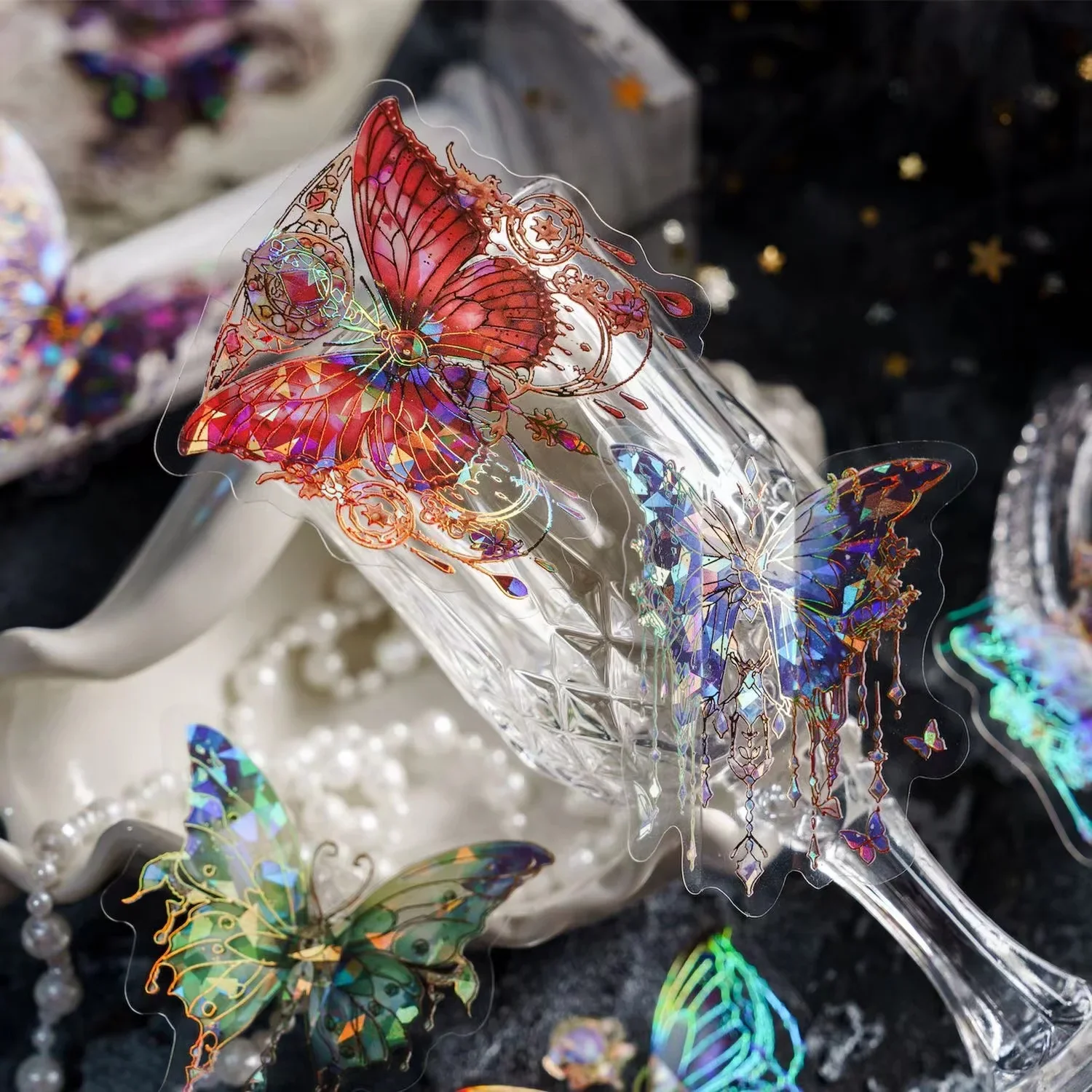 ثلاثية الأبعاد الفراشة الثلاثية الأبعاد ملصقات 20 قطعة بلورات الجليد لامعة الفراشات ملصقات الحيوانات الأليفة الرجعية DIY بها بنفسك كتيب سكرابوكينغ التسمية مذكرات