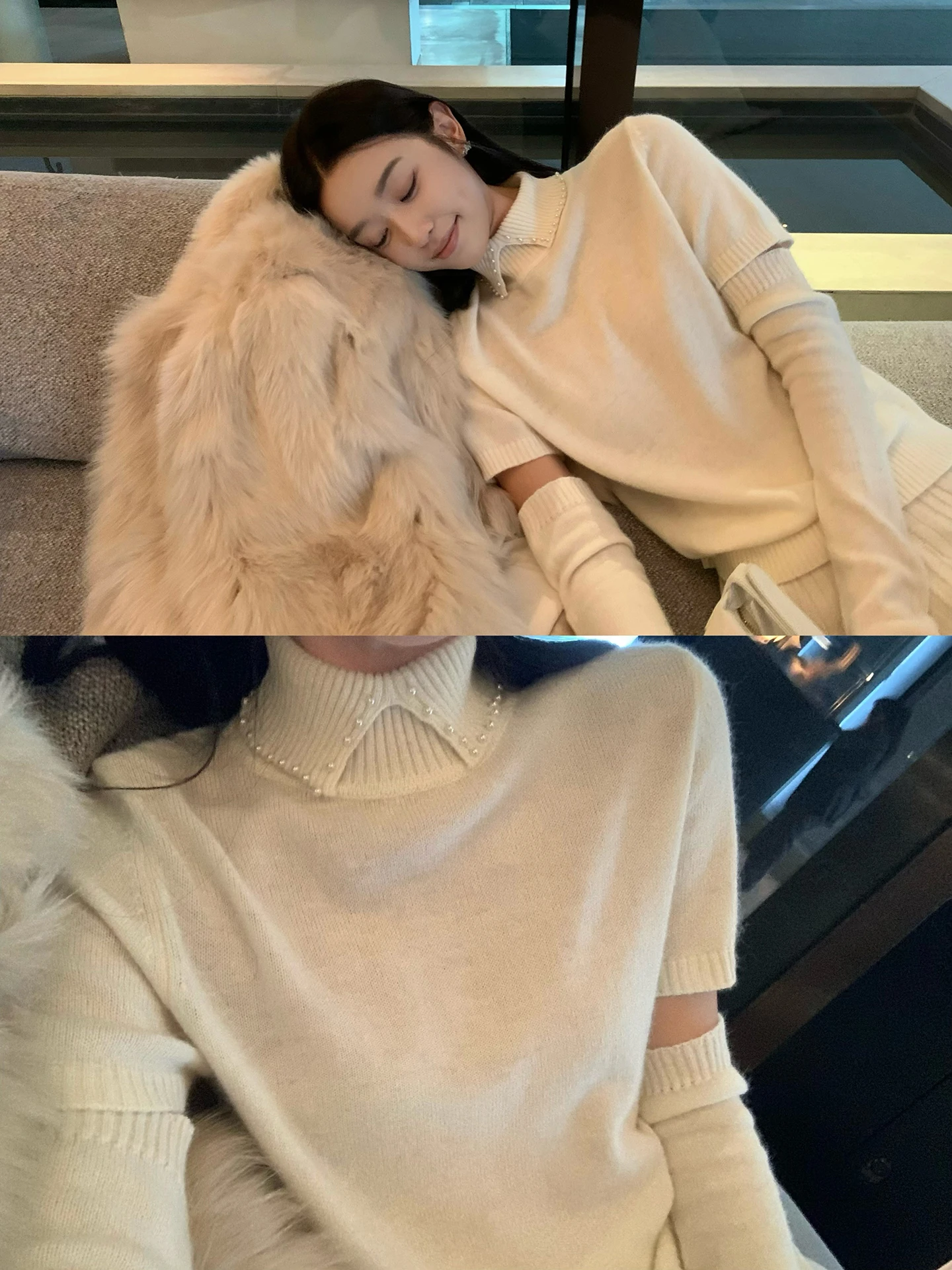 

Cchen Ladycharm Knitted Sweater Women's Inner Wear ort Collar Svel Top Autumn Winter Faion Commute Sle Regular Fit