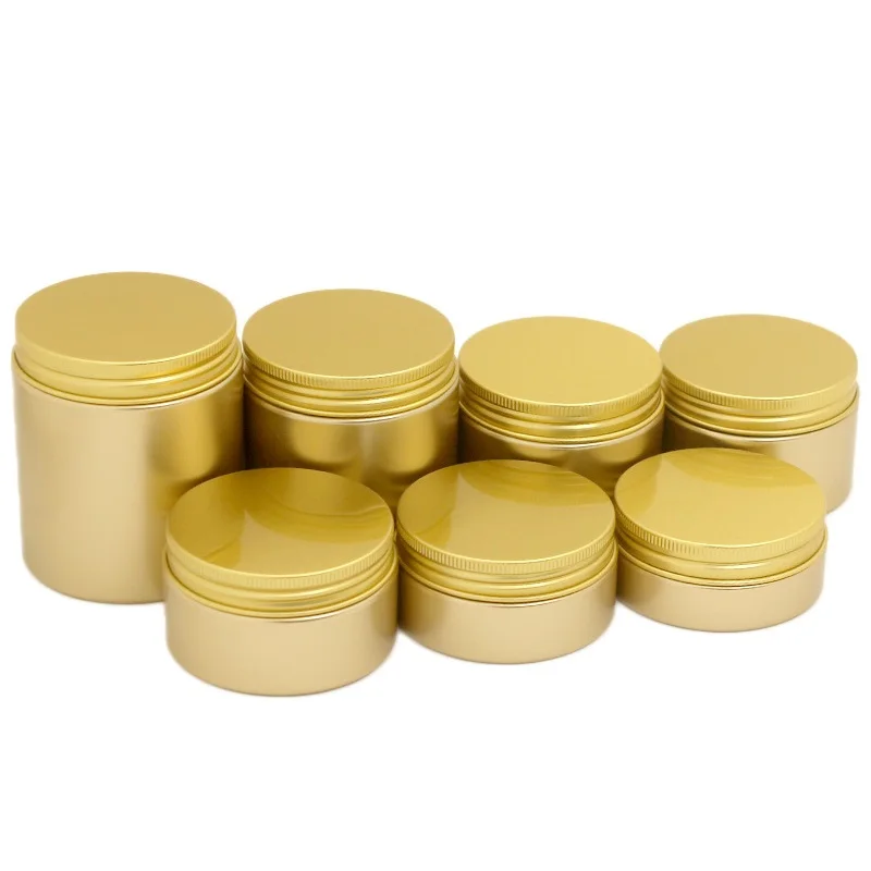 

Matte Gold Skincare Cream Pots Refill Bottle Aluminum Lid Empty Cosmetic Container Plastic Jars 50g 80g 100g 120g 150g 200g 250g