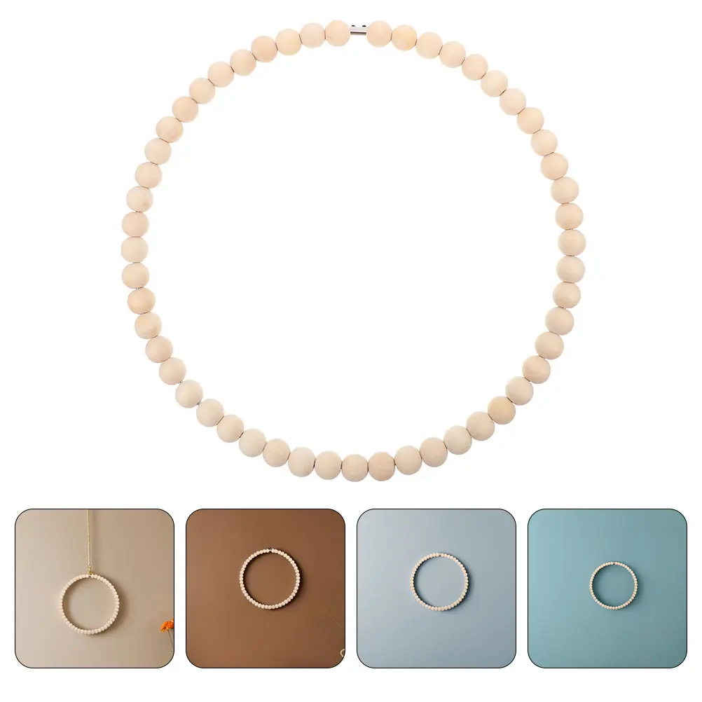 

Wooden Bead Garland Decorative Wreath Handmade Diy Base Farmhouse Boho Craft Hoop Rings Floral Beads