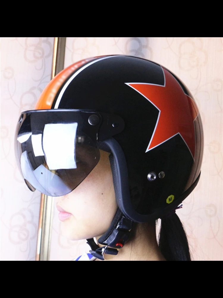 AliExpress NONE 3 Snap Retro Helmet Visor Windproof Sun  Half Face Motorcycle Helmets Visor 3 Snap Retro Helmet Visor