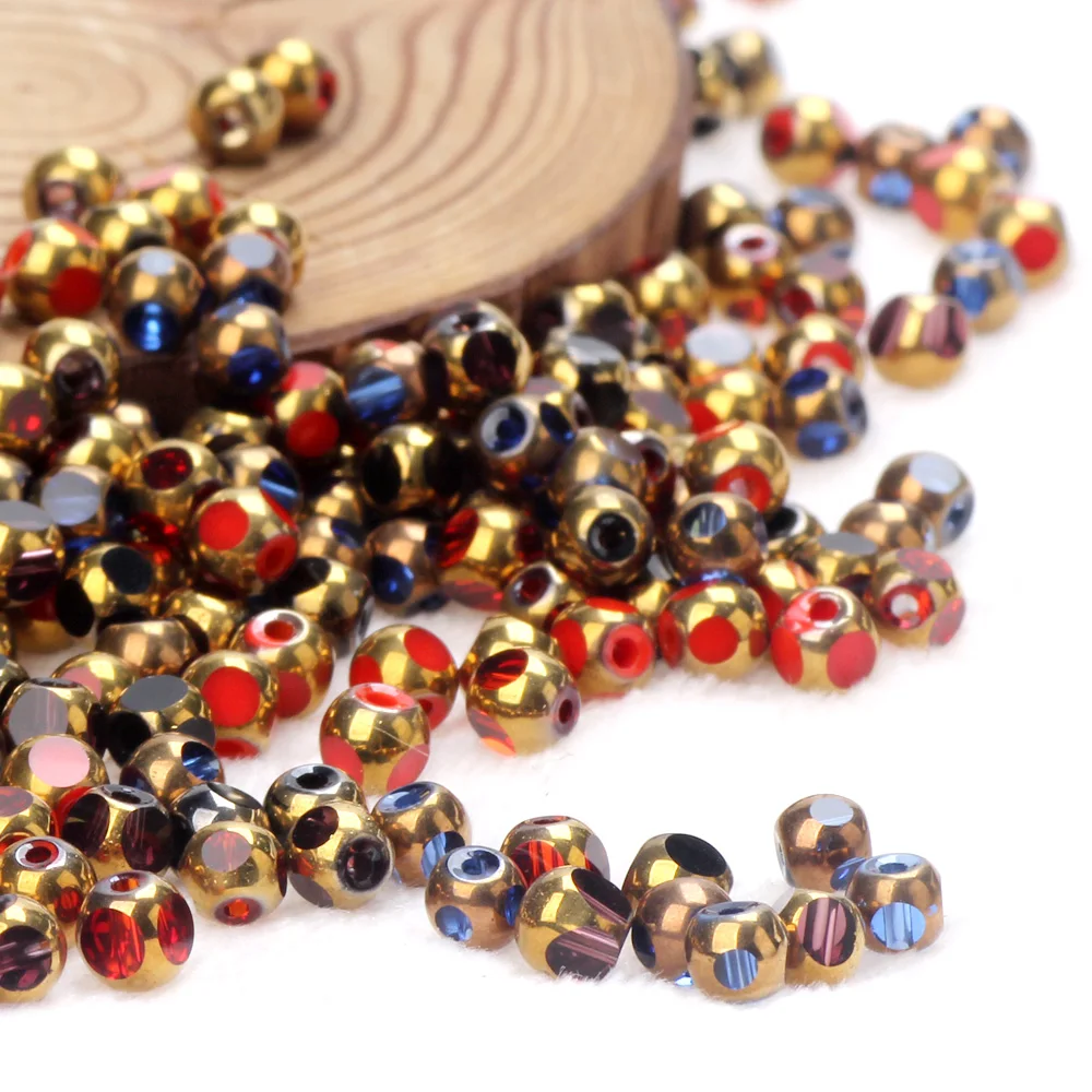 

OlingArt 4MM 56PCS/Lot Glass Crystal Metal Plating Round Shape Spacer Beads DIY Necklace Bracelet Earrings Jewelry Making