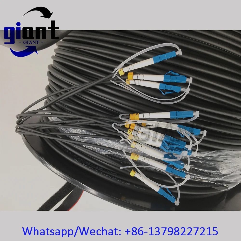 SM G657A1 12C Armored Cable 200M LC/SC/FC/ST UPC TPU 6.0mm Fiber optic Patchcord For Outdoor Broadcast 12 Fibers With PCD380