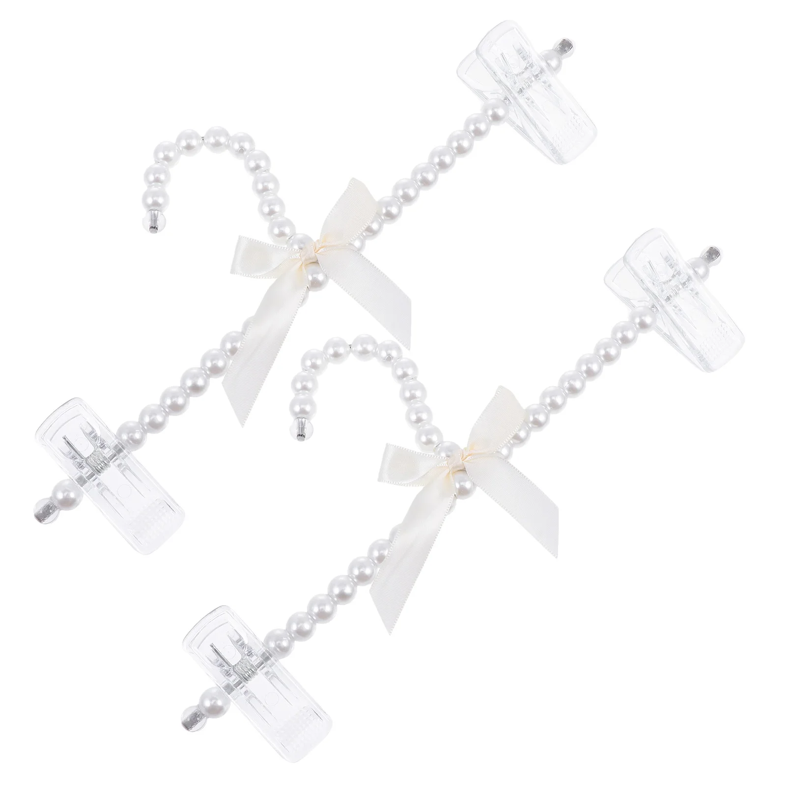 

2pcs Pearl Bowknot Hangers Creative Clothes Hanger Decorative Pants Hanger Coating Rack Home Use Multifunctional