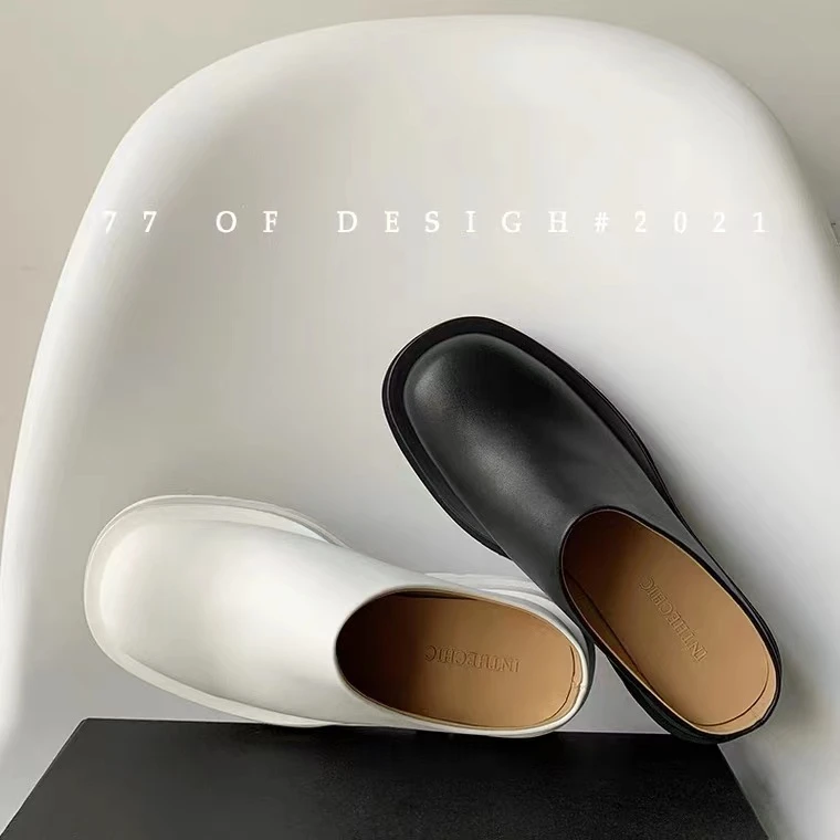 Women Slippers 2024 Summer Fashion Leather Shoes Loafers High Platform Slippers Women Black High Heels Mules Shoes Slides Women image 5