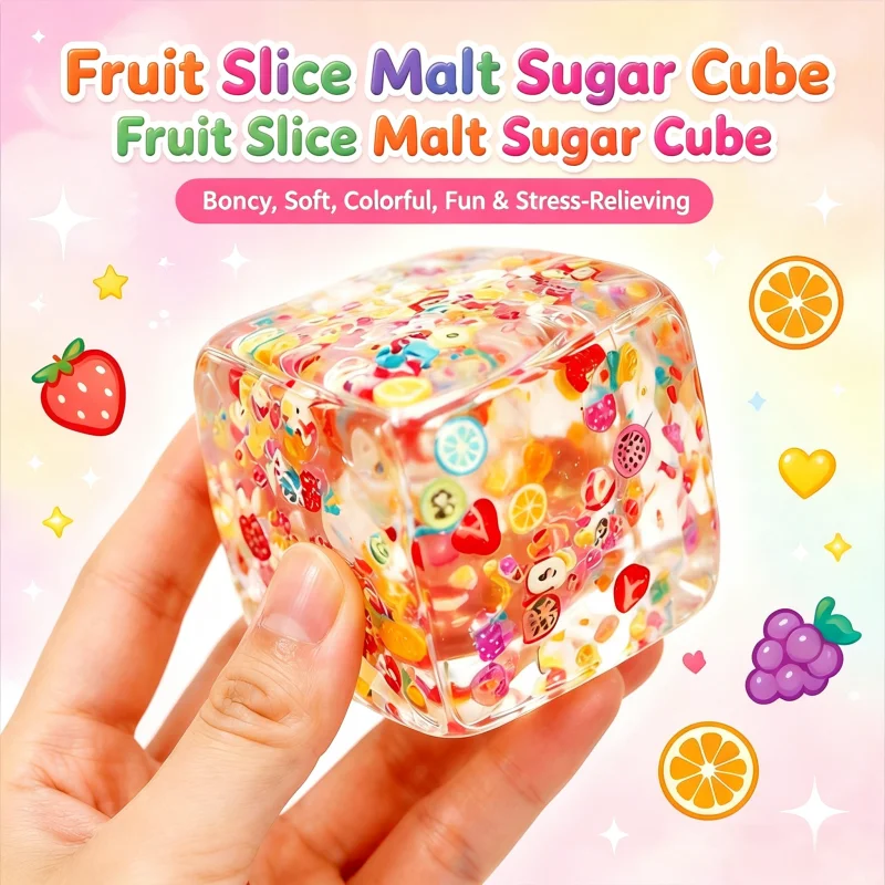 1/2PC Balles anti-stress moelleuses en forme de cube - Jouets sensoriels à remontée lente en forme de fruits pour le bureau, cadeau de Noël