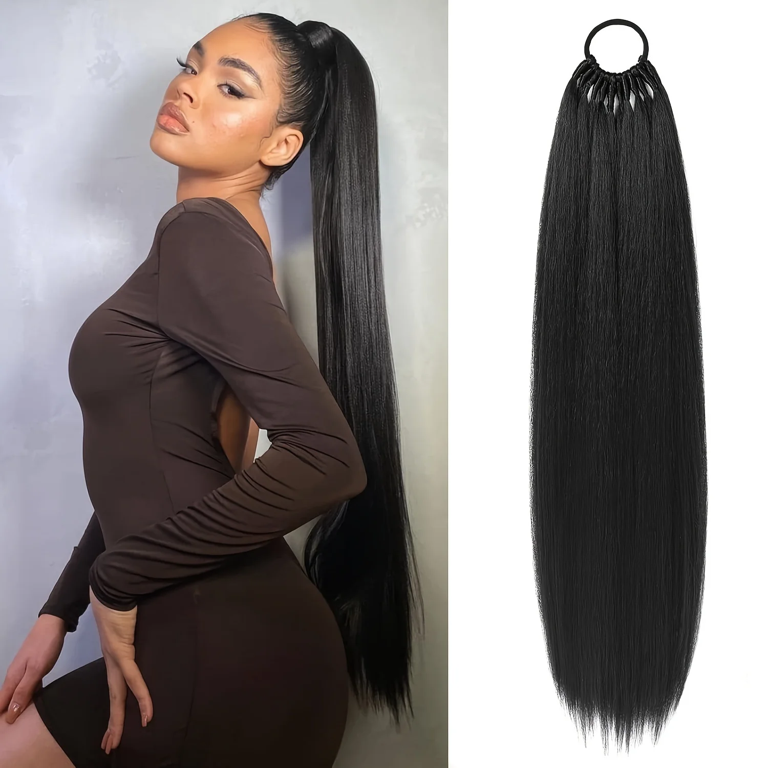 Straight Synthetic Ponytail Hair Extensions Natural Hair False Tail for Women Horse Overhead Tail False Pigtail