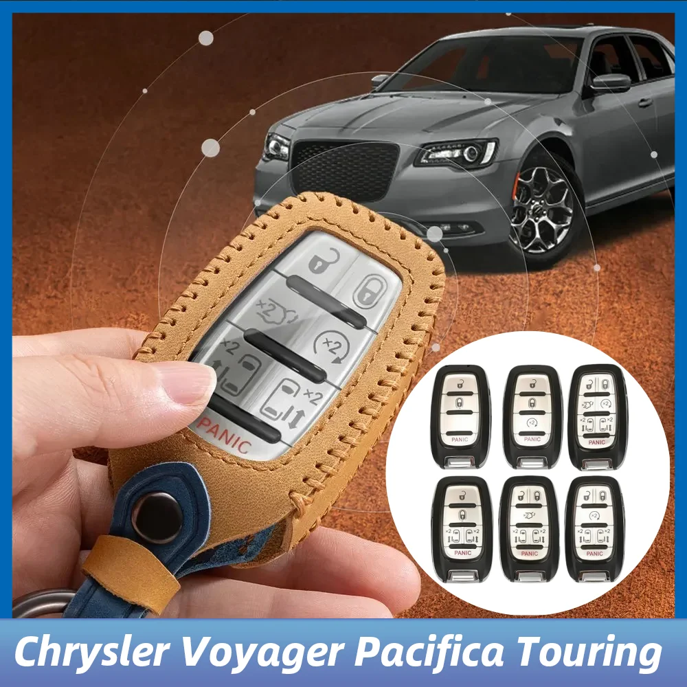 

Fashion Car Key Fob Case Key Cover Keychain Smart Remote Protector accessories for Chrysler Voyager Pacifica Touring Limited