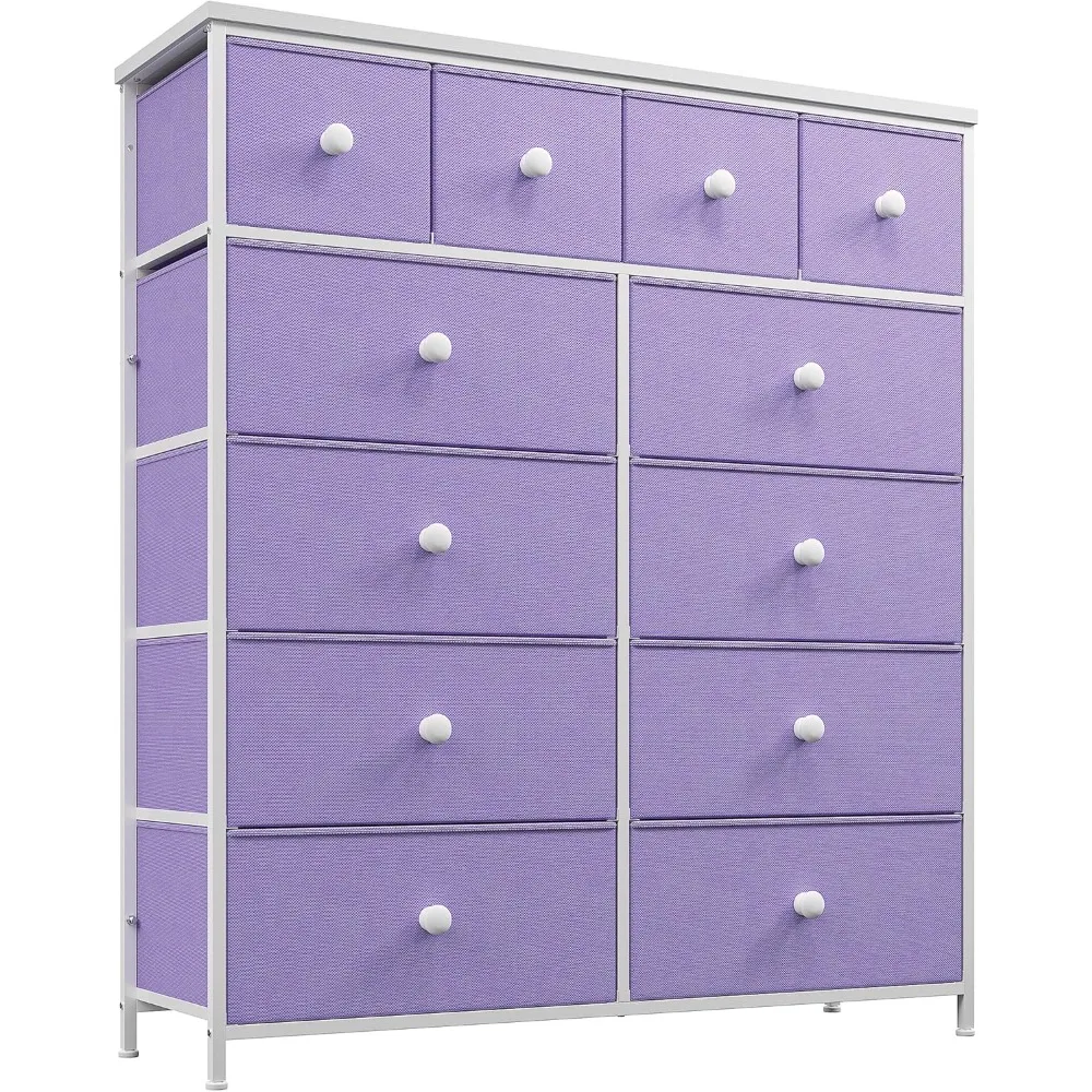 

Tall Dressers for Bedroom with 12 Drawers, Fabric Storage Dressers & Chests of Drawers, Sturdy Metal Frame, Wood Top, Closet,