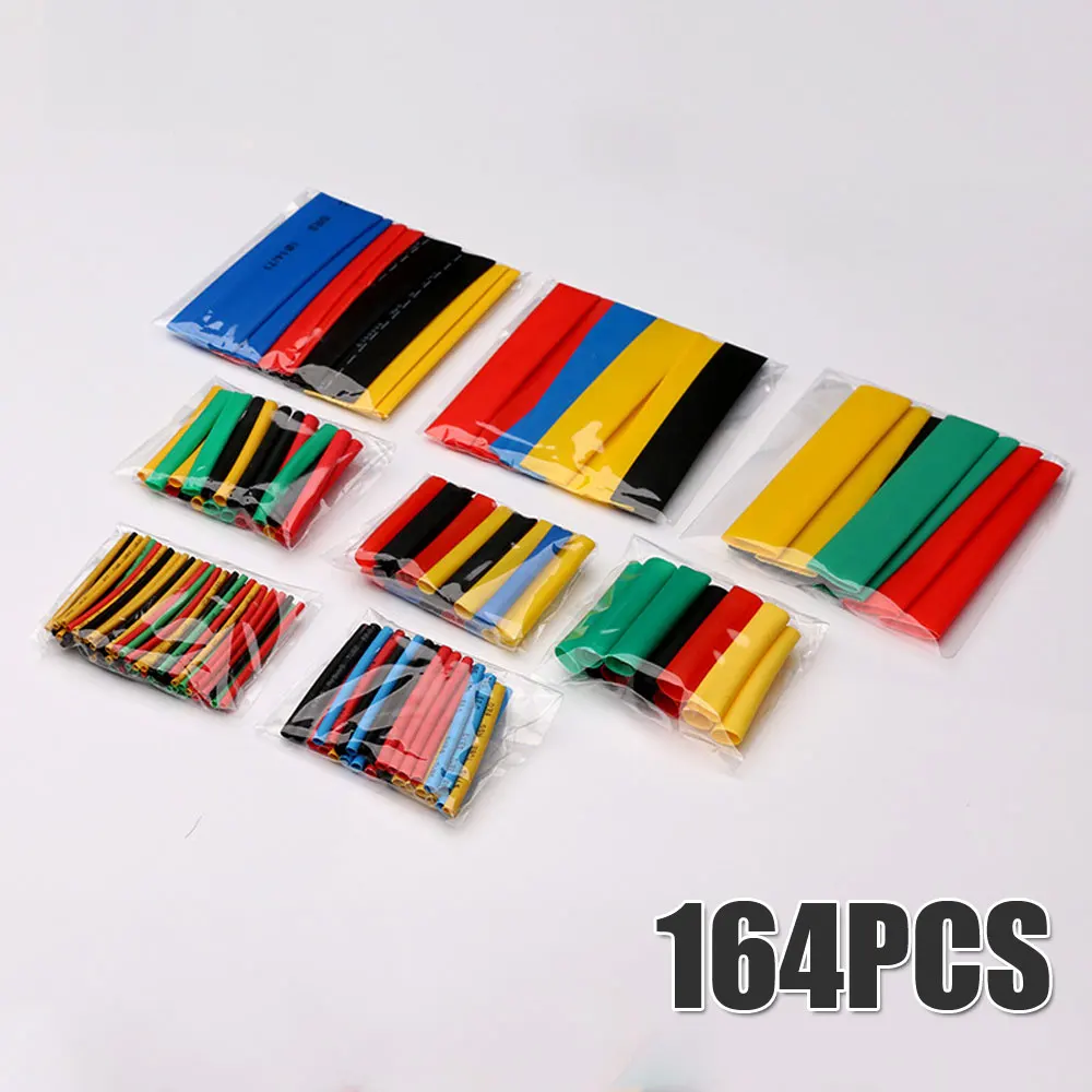 

164pcs Heat Shrink Tube Thermoresistant Heat-shrink Tubing Wrapping Kit Electrical Connection Wire Cable Insulation Sleeving