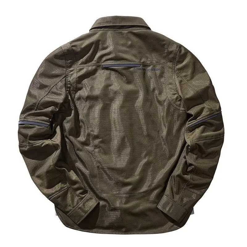 Retro Motorcycle Jacket Four Seasons Cruise Motobike Summer Breathable Reflective Motocross Jacket Built In CE Protective Gear