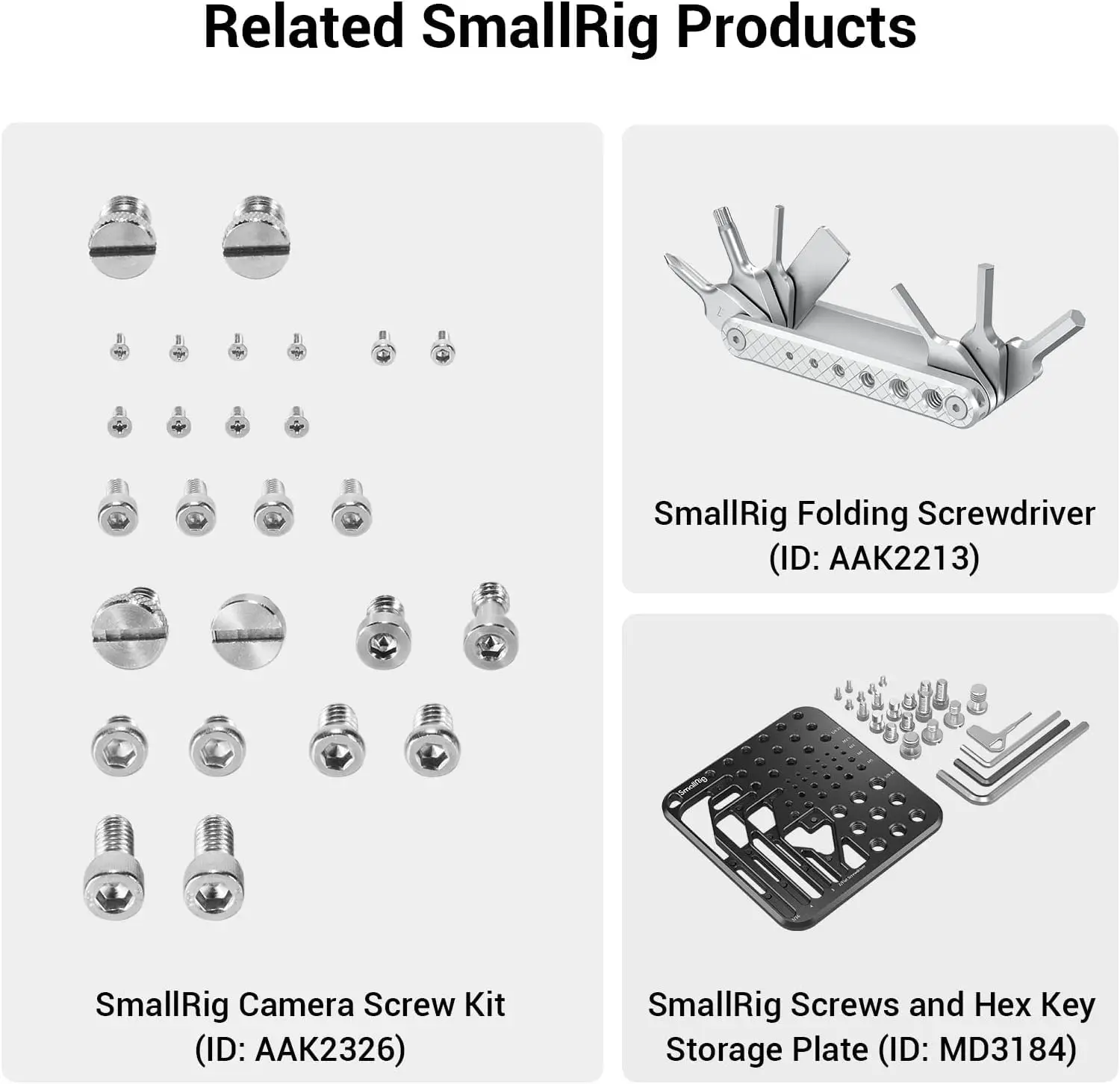 SmallRig Hex Screw 1/4 Inch 12 PCS Pack With A Hex Spanner for Most SmallRig Camera Cages for Cheese Plate NATO Rail -1713