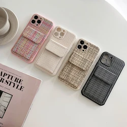 Luxury Card Slot Bag Holder Weave Pattern Case For iPhone 15 13 14 Plus 11 12 Pro Max X XS XR Silicone Shockproof Wallet Cover