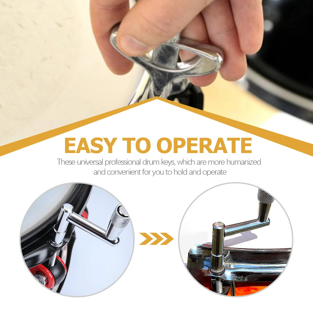 

3pcs Drum Keys Metal Crafts Silver Tuning Tools For Drum Set Adjustment Wrench Percussion Instrument Repair Portable Durable