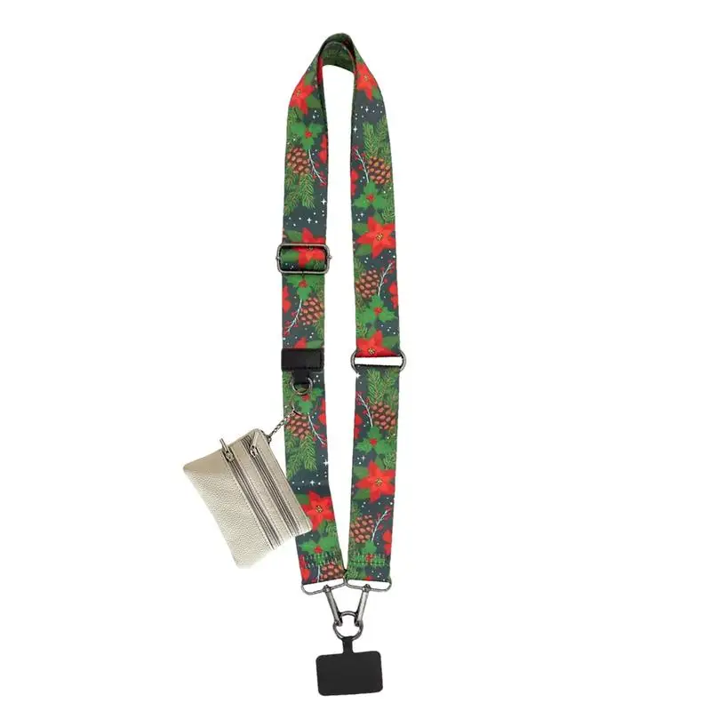 Świąteczny pasek do telefonu Szeroki pasek na ramię z etui na zamek błyskawiczny Solidny zamiennik paska do telefonu z portfelem na koncerty zakupowe
