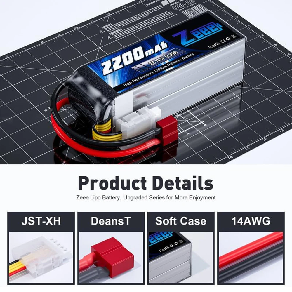 2pcs Zeee 4S Lipo Battery 14.8V 50C 2200mAh Softcase with T Plug For RC Car Truggy Boat Helicopter Airplane FPV Drone RC Parts