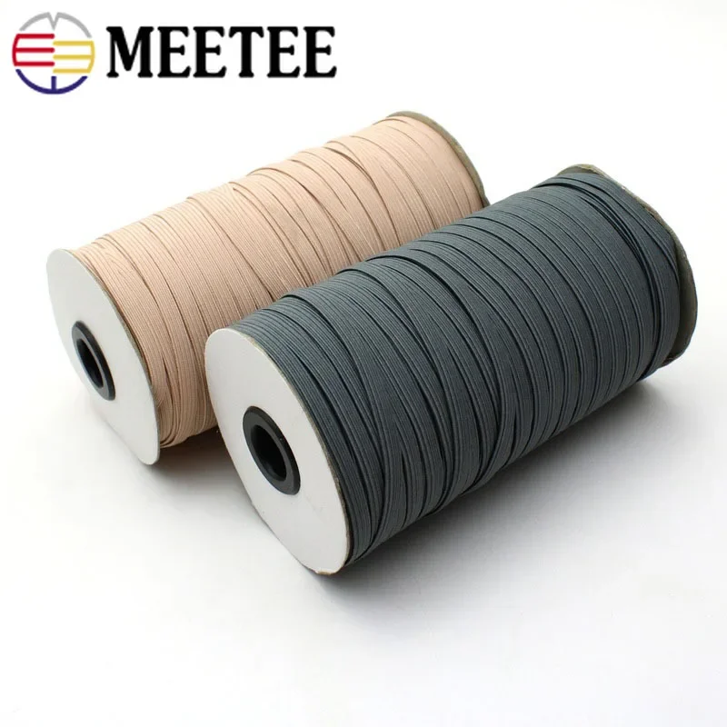 25 미터 Meetee 6mm 부드러운 탄성 밴드 스킨 고무 밴드 속옷 바지 장식 웨빙 DIY 의류 바느질 허리띠 액세서리, 부드러운 탄성 밴드