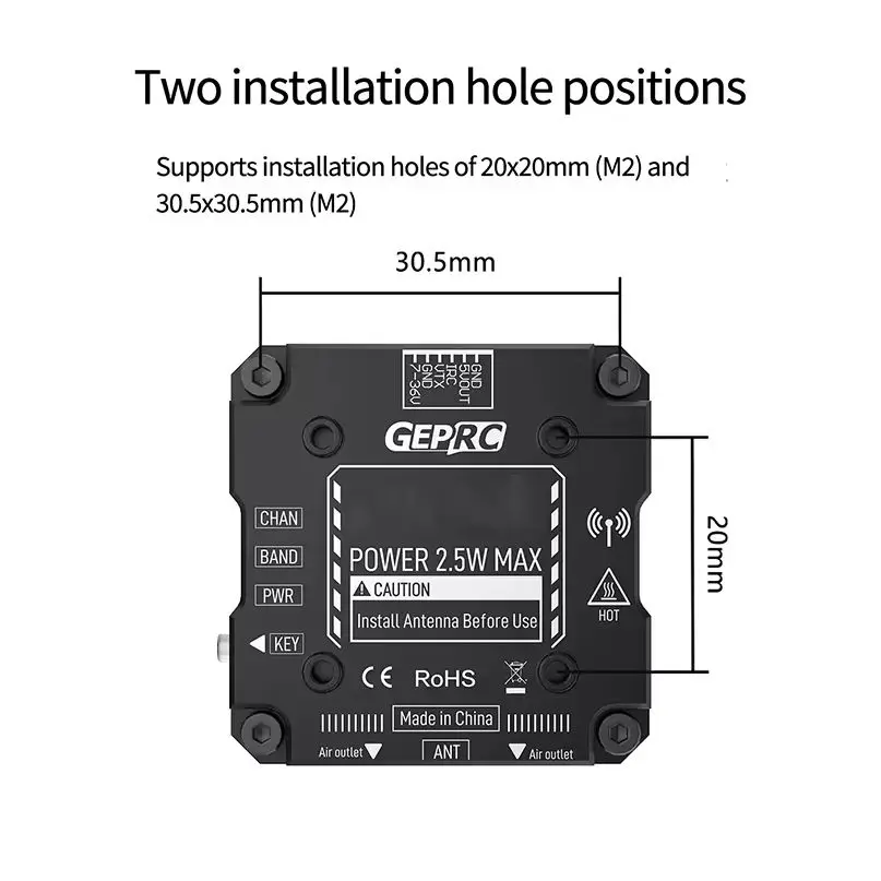 GEPRC MATEN-5.8G 2.5W VTX PRO Aluminum Alloy Numerical Control Shell Auxiliary Heat Dissipation Drones Accessories