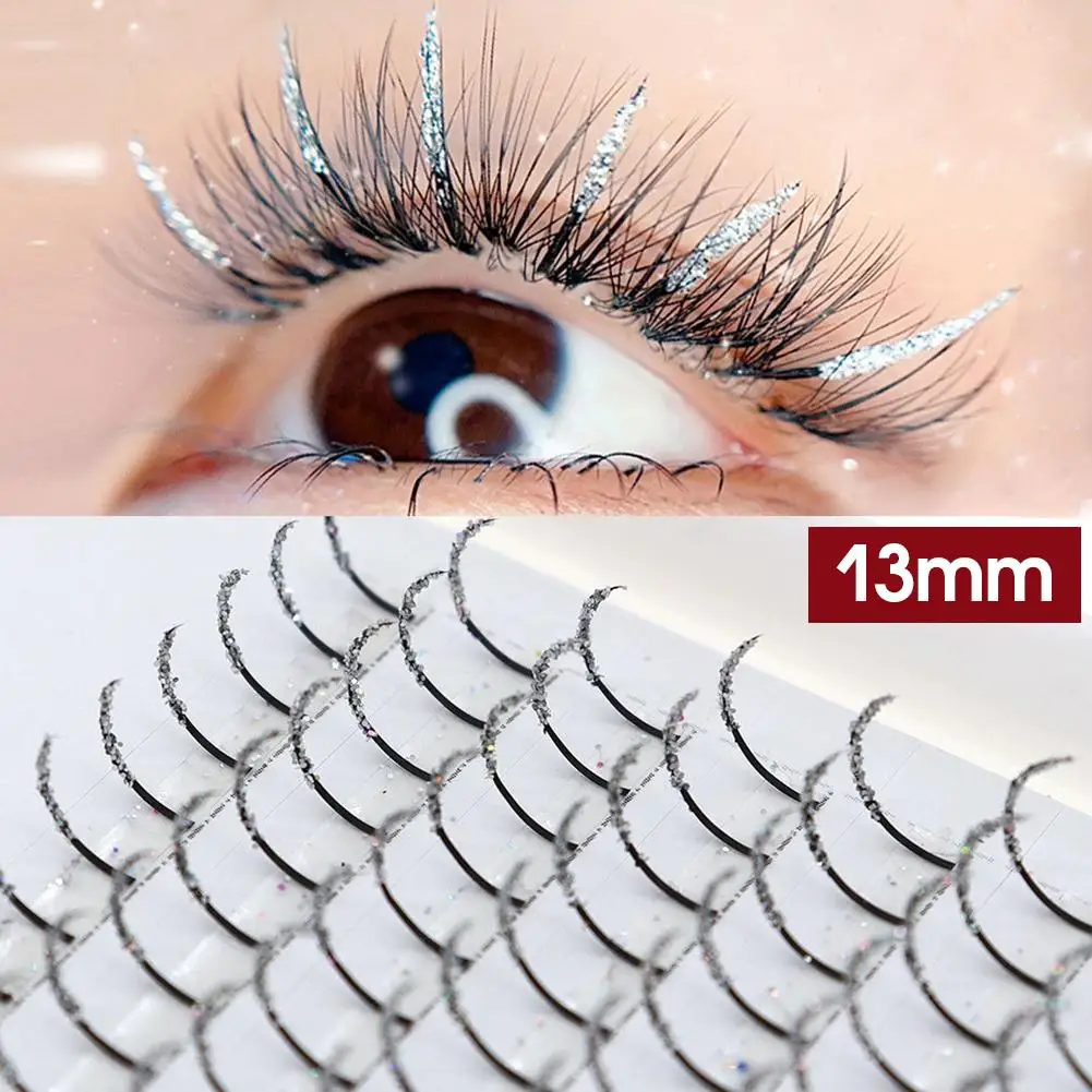 Silver Shiny Glitter Eyelash Extensions Suitable for Daily Wear Parties Weddings Halloween And Christmas Festive Holiday Style