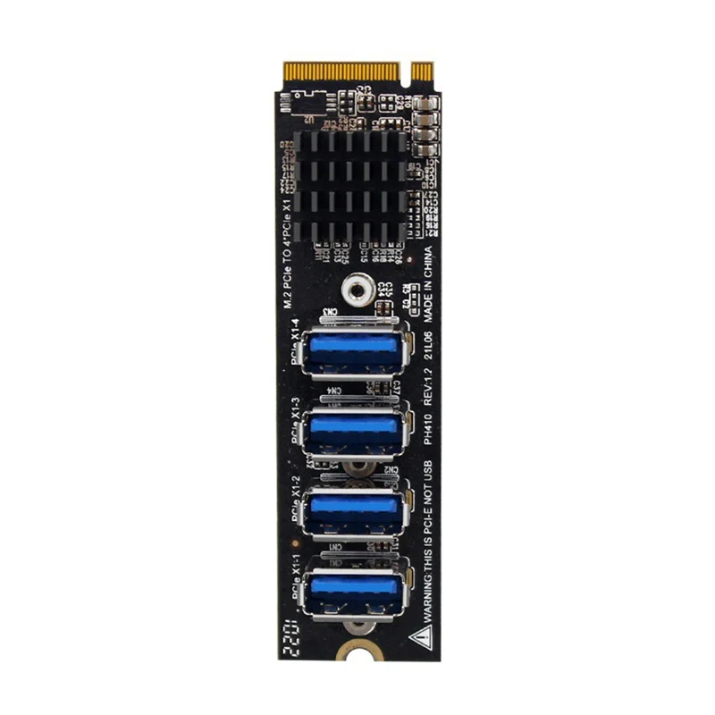 Плата расширения M.2 NVME на 4 порта PCI-E X1 USB3.0, Райзер-карта PCI Express, усилитель концентратора, адаптер M2, Райзер-карта для майнинга биткоинов Antminer