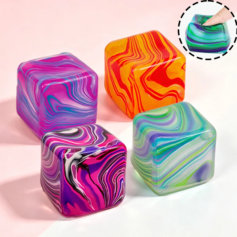 Needoh Marble Swirl Nice Sensory Cube Venting Toy Soft Maltose Knead Stretch Calm Anxiety Autism ADHD Focus Toy for Adults Gift