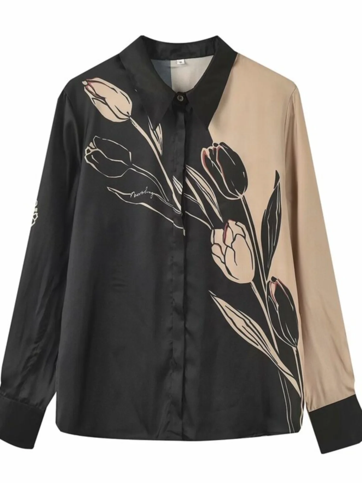 

Spring 2024 Women's Faionable Long Sve irt Ele Design Versatile Straight Cut Watermark Slimming Diagonal Stripe