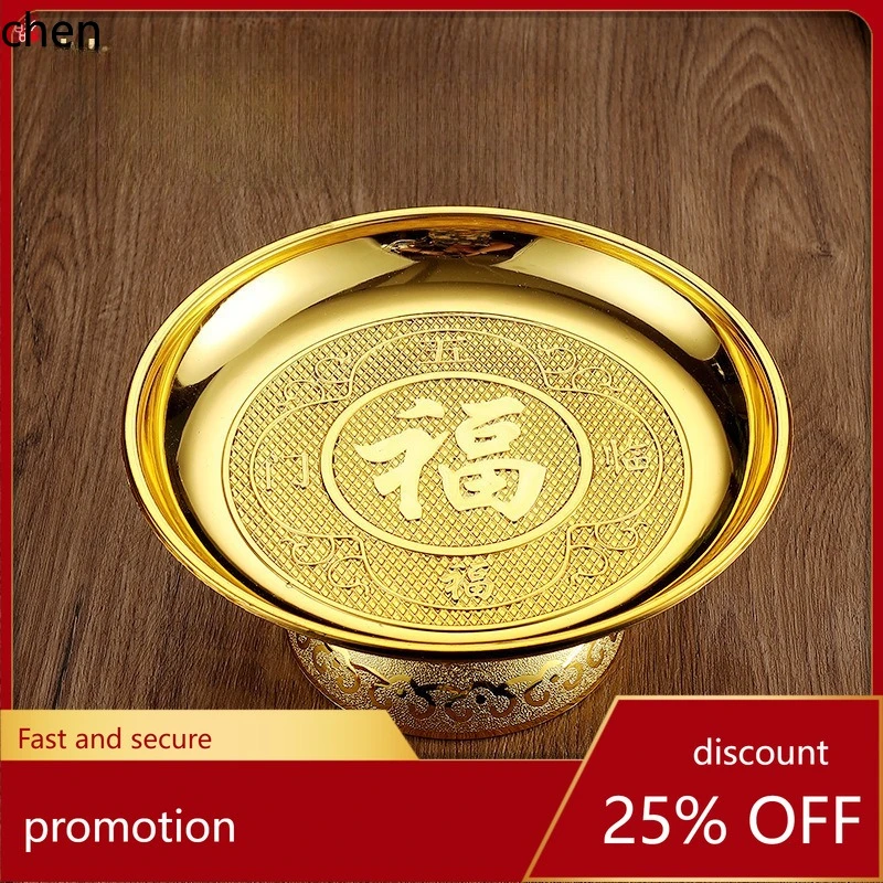 

Cz gold-colored offering fruit plate - household offering tray, plastic, home use, buddhist supplies