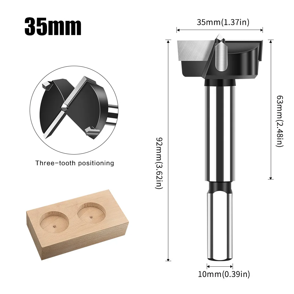 26/35mm Hinge Drill Bit Hole Opener for Hard Alloy, Triangular Handle, Ideal for Laminate, MDF, Veneered Plywoods & Hardwoods