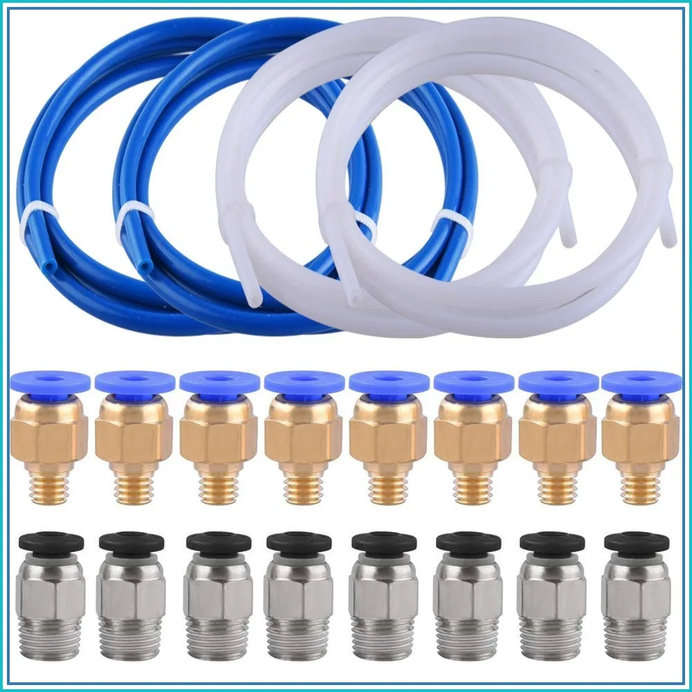 

PTFE Teflon Tube Kit with PC4-M6 & M10 Fittings for 3D Printer 1.75mm Filament