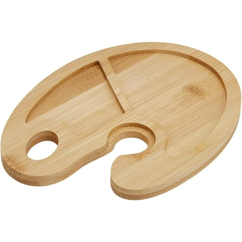 Wein-Vorspeisen-Servierbrett, 7,8 x 5,8 x 0,3 Zoll, Holz-Serviertablett mit Weinhalter für Partys, Weihnachtsbretter, Cocktail-Teller