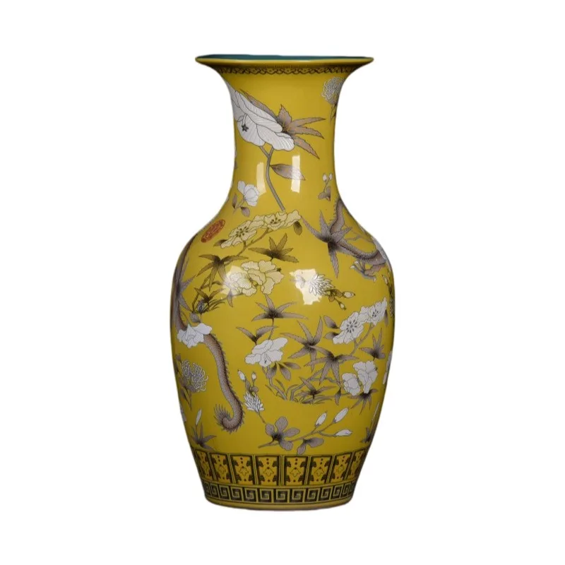 Pastel ceramic antique vase porcelain Jingdezhen living room decoration retro ornament office entrance collection