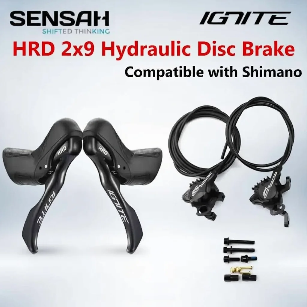 

Гидравлические дисковые тормоза SENSAH IGNITE HRD 2x9 скоростей для шоссейного велосипеда, двойной переключатель, запчасти для велосипедов
