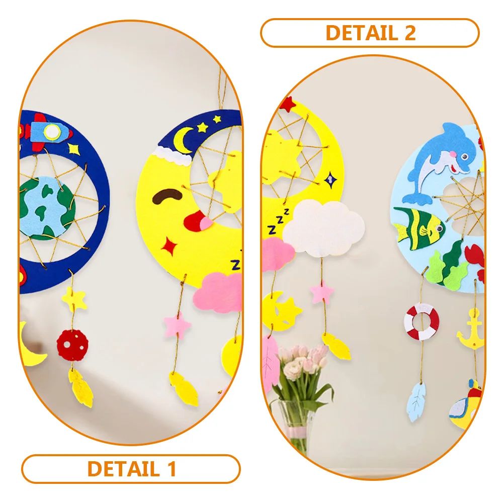 

1 set 1 Set Diy Felt Wind Chime Kit For Kids Children Educational Craft Supplies Parent-Child Activity Wind Bell Pendant Hanging