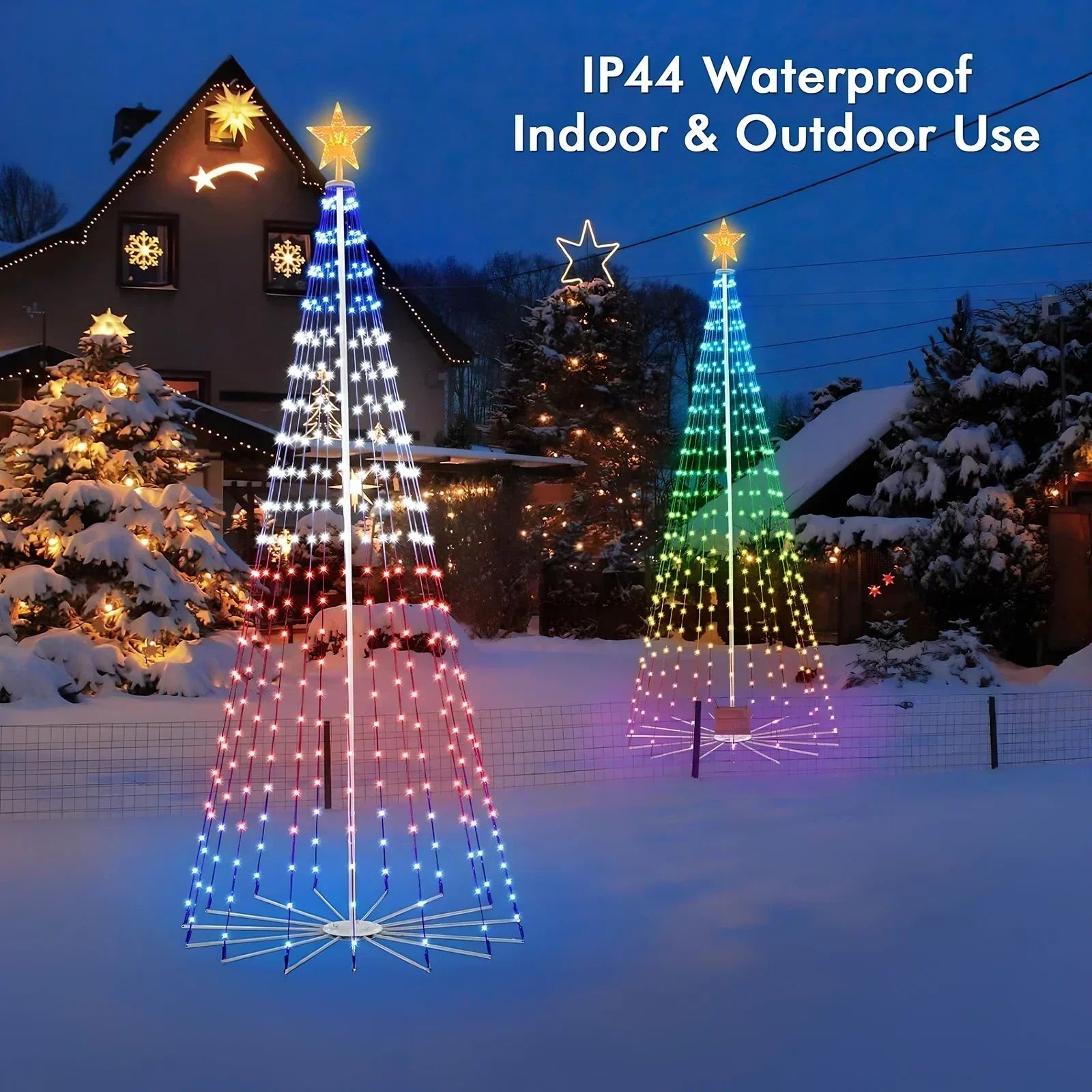 Sapin de Noël Lumineux RVB Intelligent avec Télécommande, Topper Étoile, Extérieur, Bricolage, 2.1m