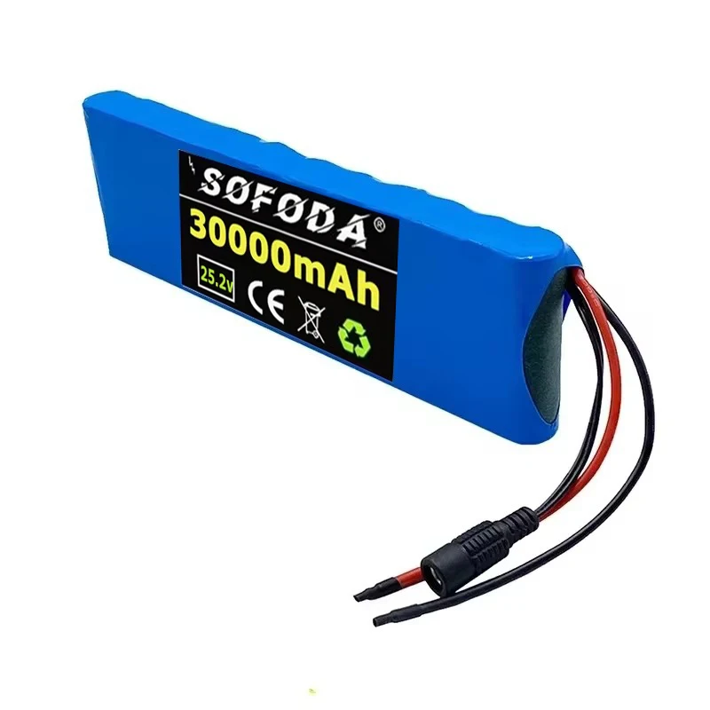 24V 30000mAh 6S2P 18650 Lithium Battery Pack 25.2V 30000mAh With BMS For Electric Bicycle Moped + 2A Batteries Charger