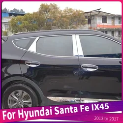 Fit For Hyundai Santa Fe IX45 2013 2014 2015 2016 2017 Stainless Steel Car Window Center Pillar Post Trims Cover 6Pcs/Set