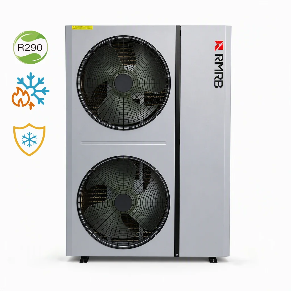 18.2kW R32 Air Source Heat Pump DC Inverter EVI A+++ Heating Cooling DHW 3-in-1 Monoblock Home Use OEM Metal
