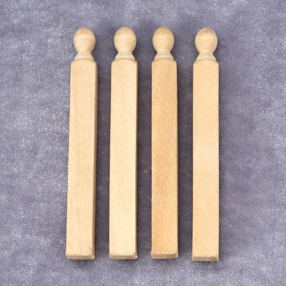 

4 Pcs House Furniture Dollhouses Micro Scene Accessories Miniature Newel Posts Birch Stairs Roman Pillars Model Wood