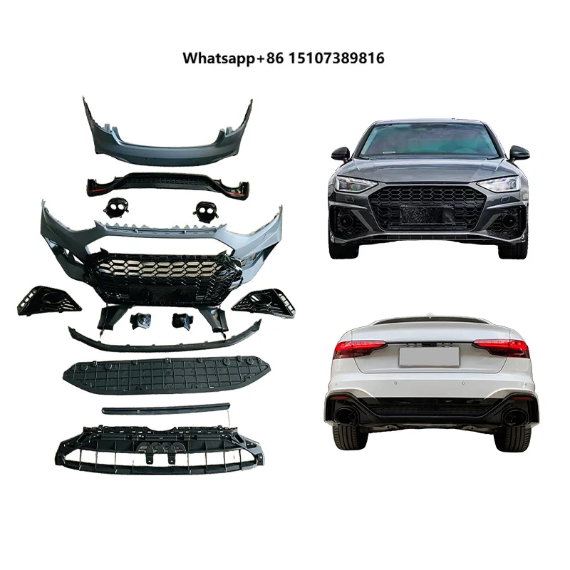 New Car Modification Upgrade Sport Body Kit Fog Light Front/Rear Bumpers Bolt-On Installation for 2017 A4 Universal Fitment