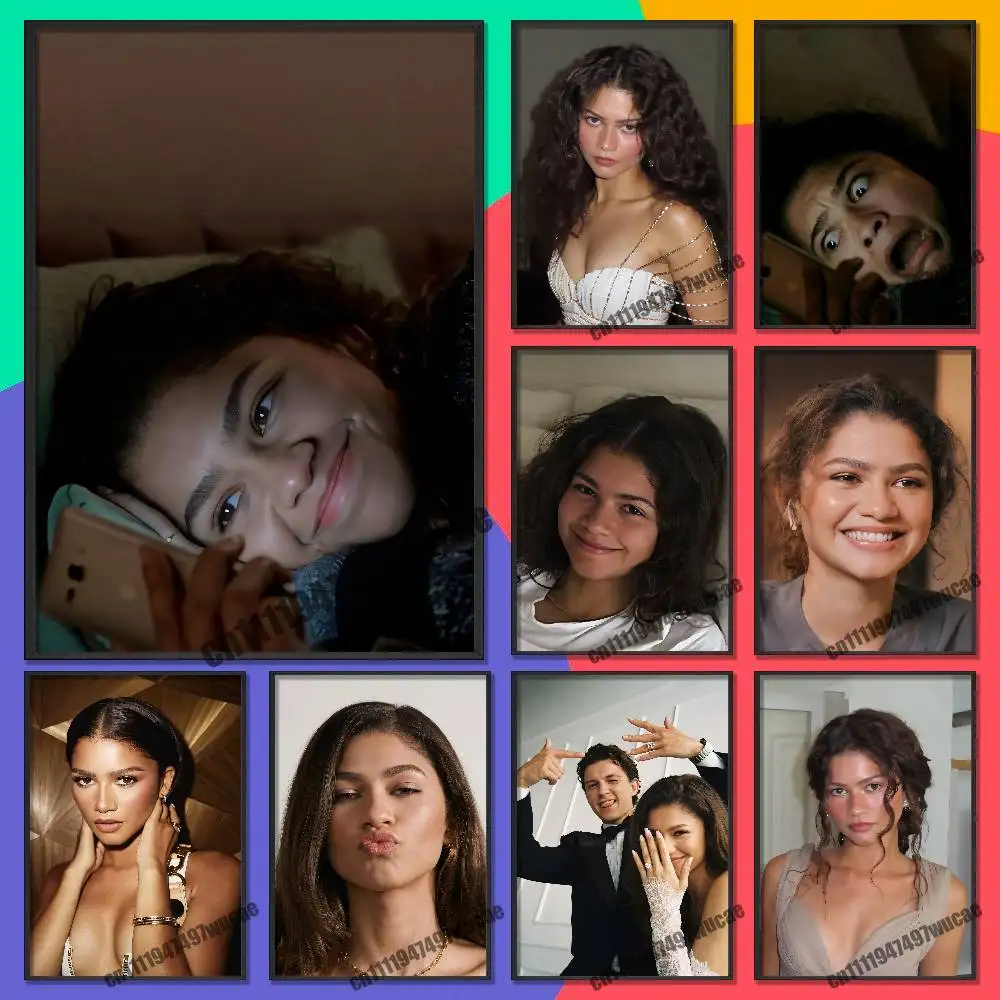 For Zendaya Actress Singer Poster Cover Wall Murals Home Custom Self-adhesive Decoration Sticker Playbill Film