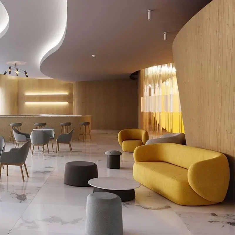 Fabric sofa simple modern size apartment living room curved household technology cloth combination set furniture