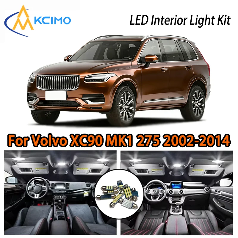 

Яркие светодиодные внутренние светильники белого и ледяного синего цвета для Volvo XC90 MK1 275 2002-2014, два цвета, простая установка, атмосферная подсветка